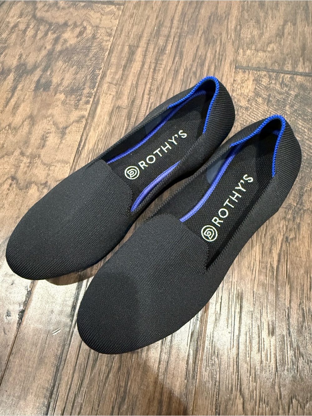 Rothy's Black Slip-On Loafers with Blue Trim, women’s size 10 (EU 41)